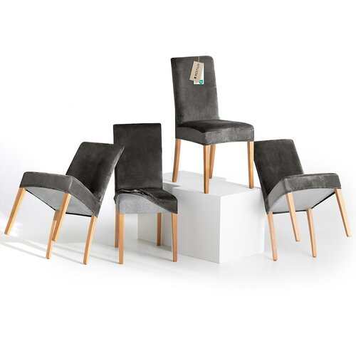 Spannbezug für Stuhl Restilo Sento Dunkelgrau, 48 x 48 x 58 + 10 cm, 4er-Set