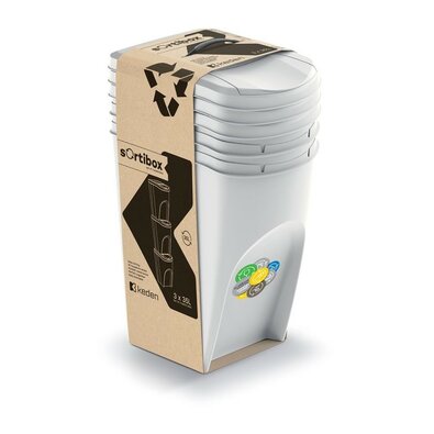 Koš za ločene odpadke Sortibox 35 l, 3 kosi ,pepelnato siva