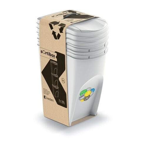 Kosz za sortirane odpadke Sortibox 35 l, 3 kos,pepelnato siva