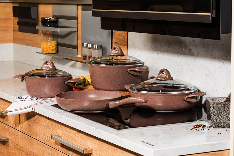 4Home 7-delni set posode Granite Brown