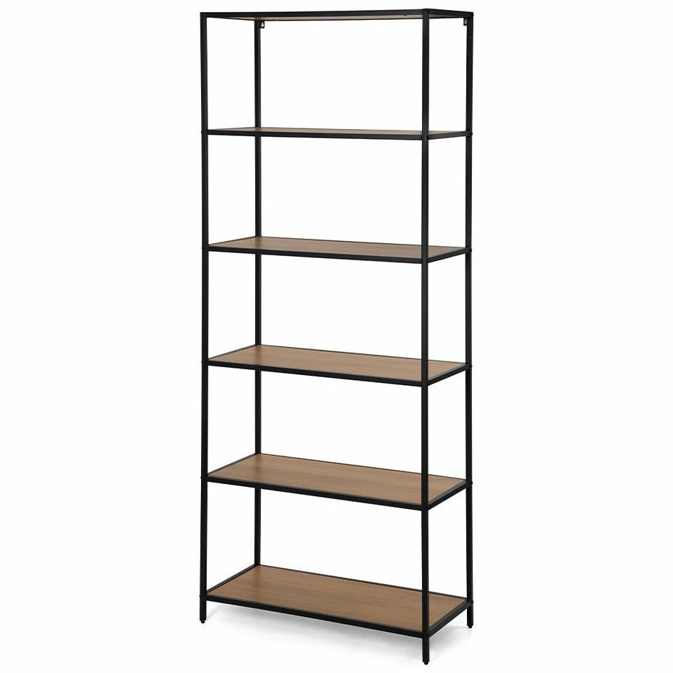 Fotografie produktu: Kovový regál LOFTY Slim Classic Oak, 185 x 77 cm