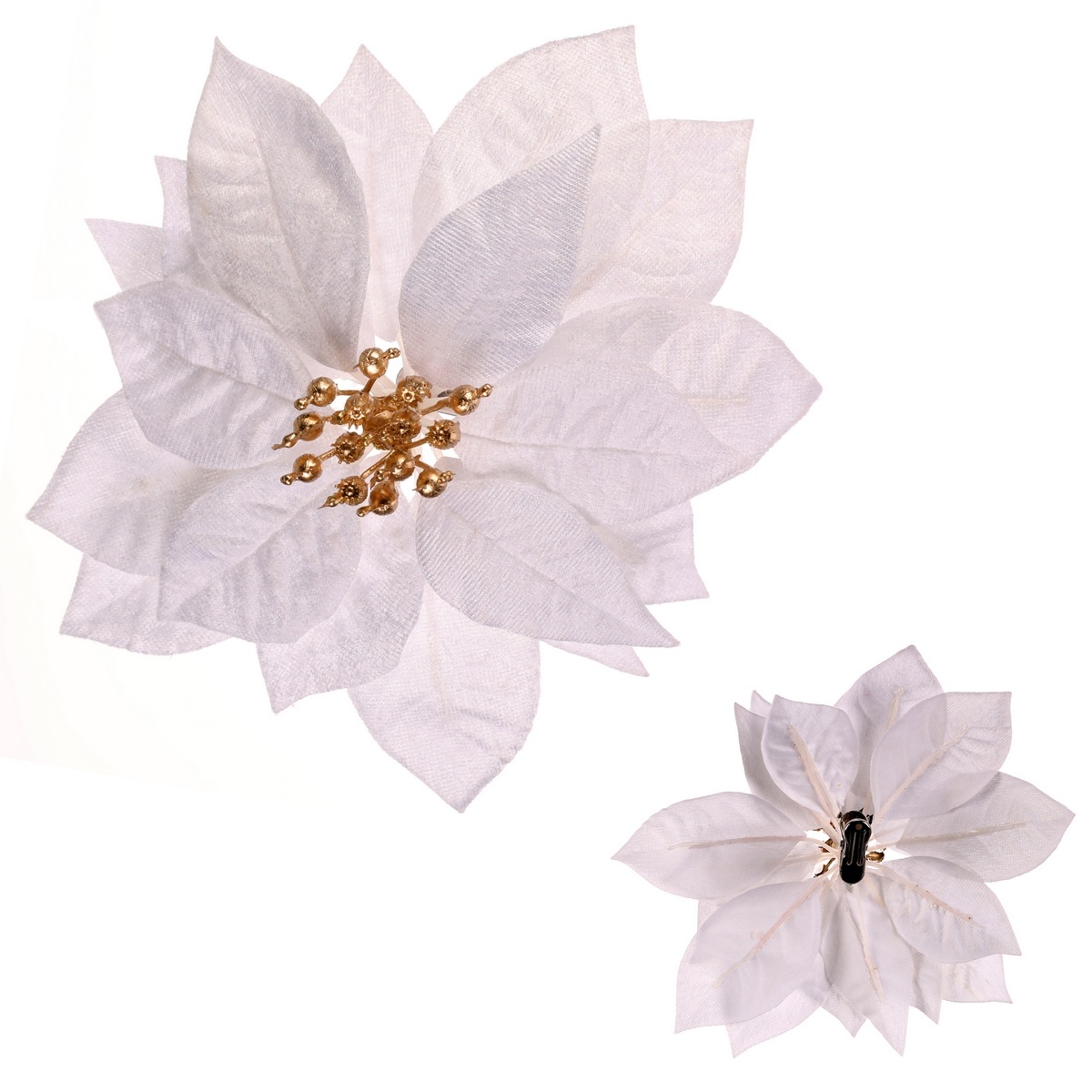 Sztuczny kwiat Poinsettia, biały, średnica 20 cm