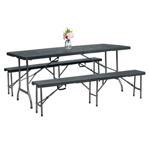 Gartenmöbel-Set 1+2, ULMER, klappbar, schwarz