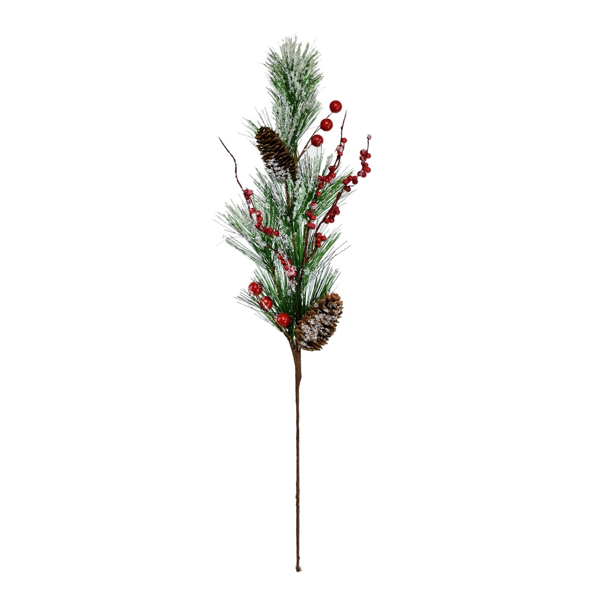 Umělá větvička borovice s dekorací, 75 cm