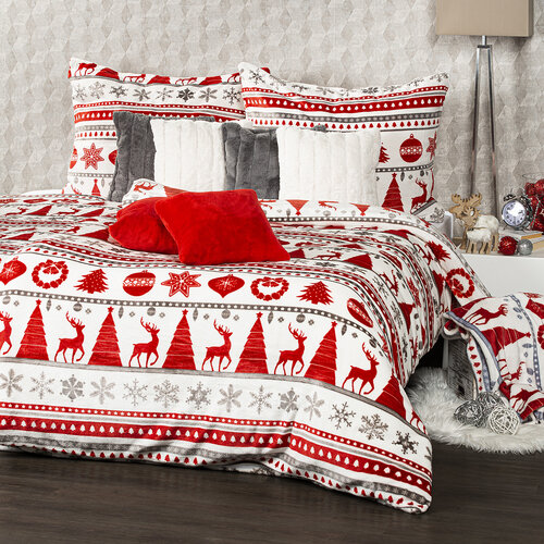 Lenjerie de pat din microflanel 4Home Christmas Time roșu, 140 x 200 cm, 70 x 90 cm