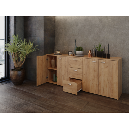 Skříňka HUGOS 180, dub craft zlatý