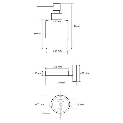 SAPHO XR103 X-Round mini dozirnik za milo 200 ml,krom