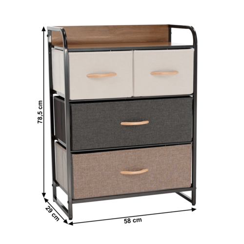 Comodă cu sertare din material textil HAZEL TIP 2,maro