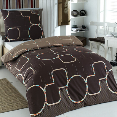 Pościel bawełniana Myra brązowy, 140 x 200 cm, 70 x 90 cm