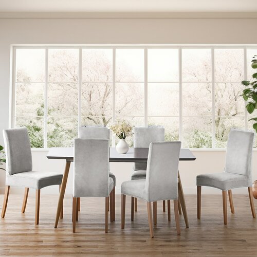 Restilo Napínací poťah na stoličku Sento strieborná, 48 x 48 x 58 + 10 cm, súprava 4 ks