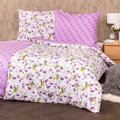 4Home Baumwoll-Bettwäsche Hummingbird, 140 x 220 cm, 70 x 90 cm
