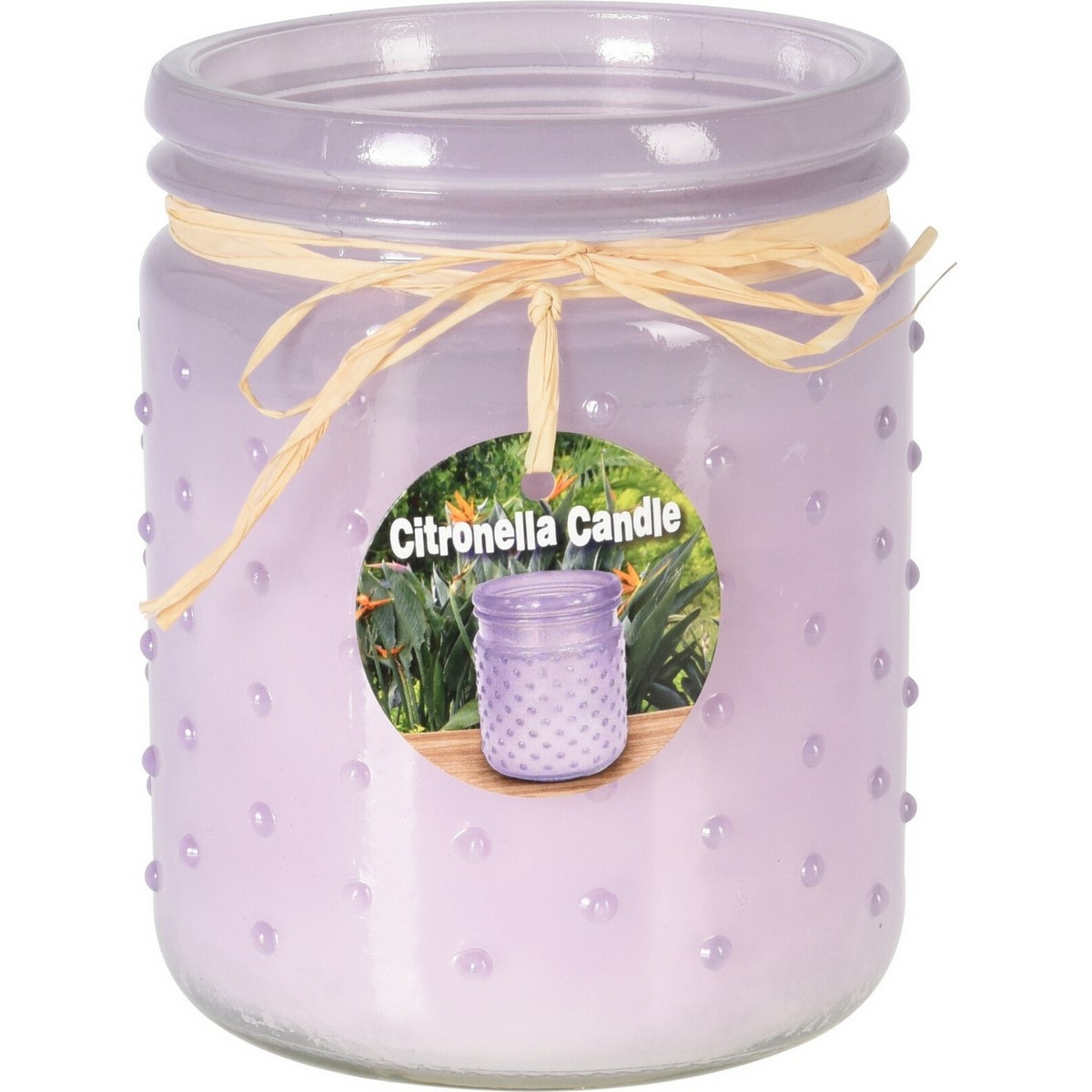 Repellens Citronella gyertya 230 g, lila, 10,5 x 12,5 cm akciós termékkép 1