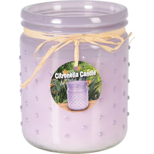 Repelentná sviečka Citronella 230 g, fialová, 10,5 x 12,5 cm
