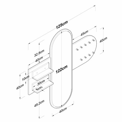 Nástenný vešiak so zrkadlom Pomi White and Walnut