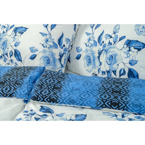 Stanex Baumwollbettwäsche Blaue Rosen, 140 x 200 cm, 70 x 90 cm