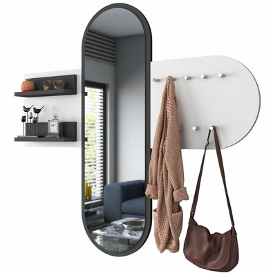 Cuier de perete cu oglindă Pomi White