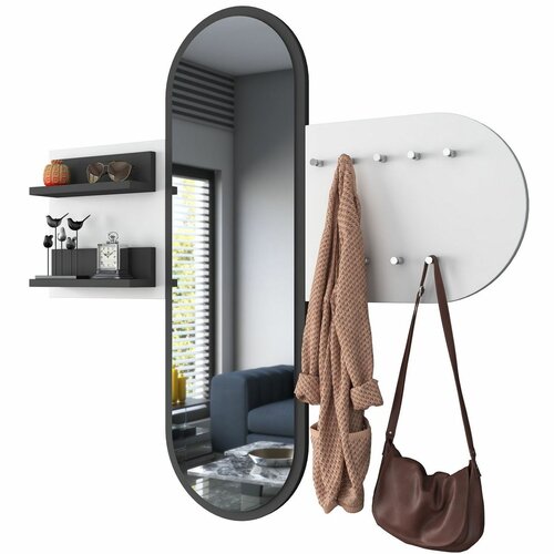 Wandgarderobe mit Spiegel Pomi White