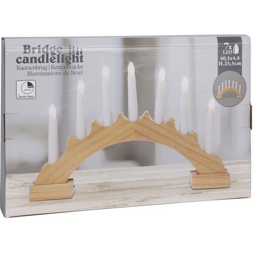 Різдвяний свічник із 7 LED-свічками Elodie  природний, 41,5 x 25,5 x 5,5 см, теплий білий