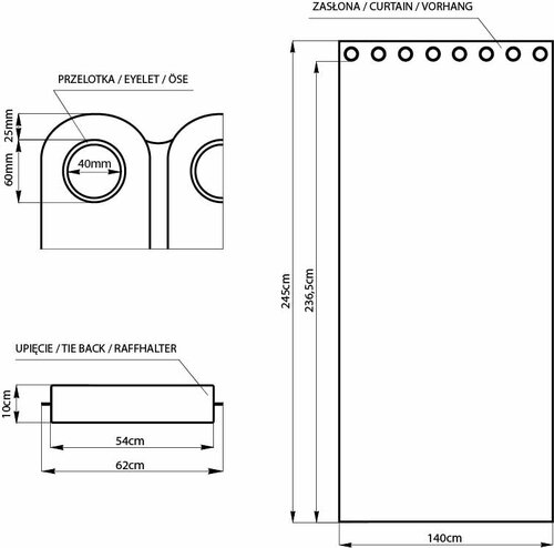 Restilo Blackout EYELETS függöny, rózsaszín, 140 x 245 cm