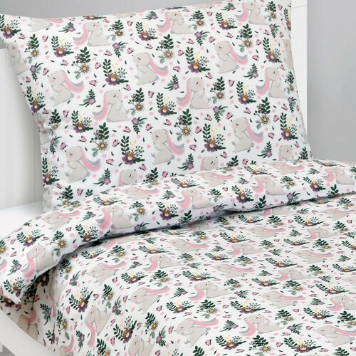 Bellatex Dziecięca pościel bawełniana Junior Królik szary, 140 x 200 cm, 70 x 90 cm