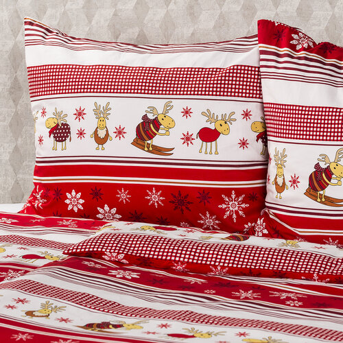 Lenjerie pat Crăciun 4Home Renii, din bumbac , 160 x 200 cm, 70 x 80 cm