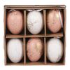 Set of artificial Easter eggs, gold decorated,pink and white, 6 pcs