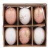 Zestaw sztucznych jajek zdobionych złotym kolorem, różowo-biały, 6 szt.