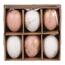 Set of artificial Easter eggs, gold decorated,pink and white, 6 pcs