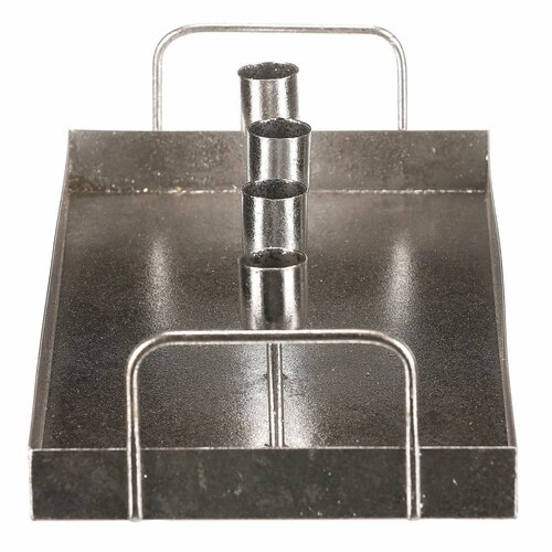 Fém gyertyatartó 4 kúpos gyertyához, téglalapalakú, ezüst