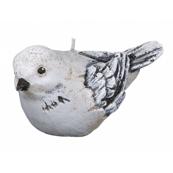 Dekoratívna sviečka vtáčik, sivá