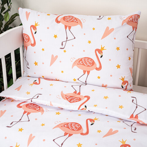 4Home Flamingo pamut ágyneműhuzat kiságyba, 100 x 135 cm, 40 x 60 cm