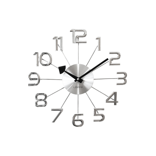Zegar ścienny Lavvu Design Numerals srebrny, śr. 37 cm