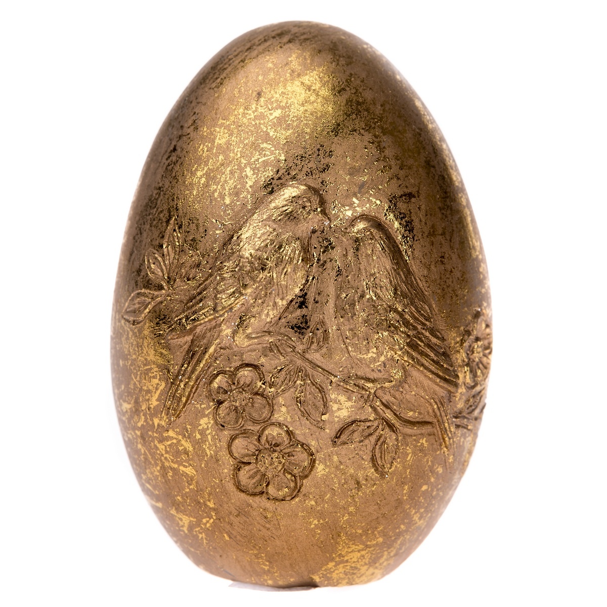 Fotografie Dekorační zlaté vajíčko s ptáčky, 6 x 10 cm
