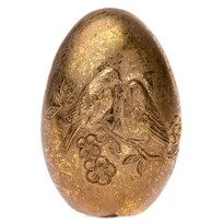 Ou decorativ auriu cu păsări,  6 x 10 cm