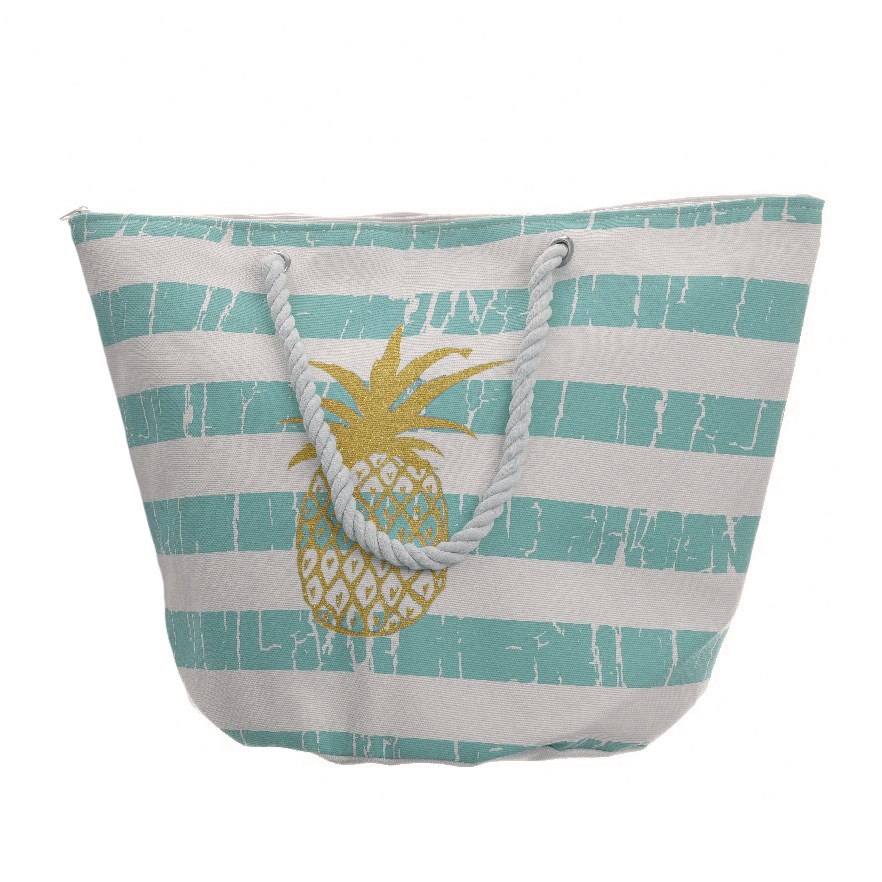 Plážová taška Pineapple mätová, 35 x 38 cm
