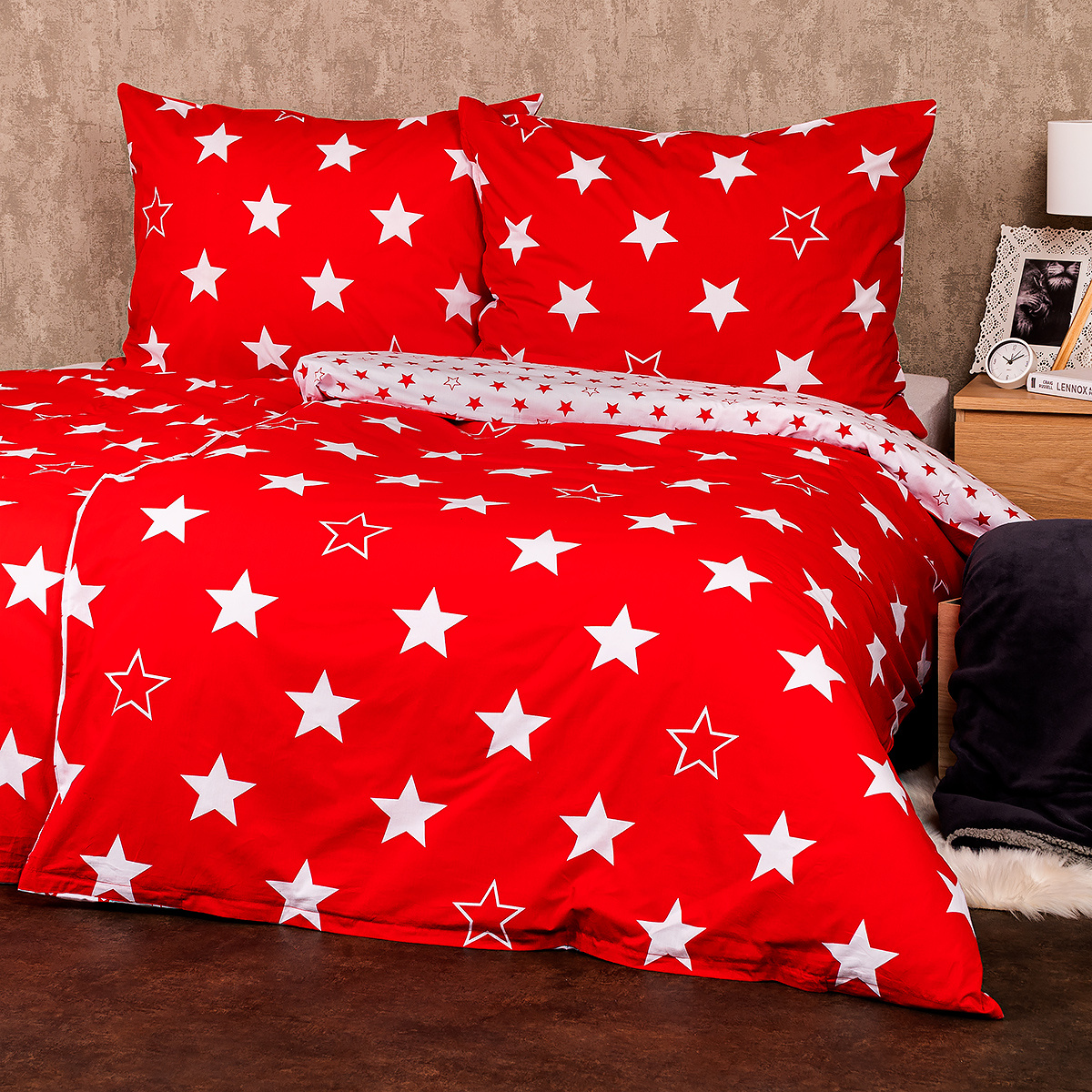Lenjerie bumbac 4Home Stars red, 220 x 200 cm, 2 buc. 70 x 90 cm 200