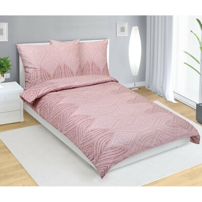 Bellatex Satin-Bettwäsche Ornament Altrosa, 140 x 220 cm, 70 x 90 cm