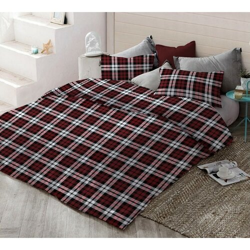 Baumwollbettwäsche Rot kariert, 140 x 200 cm, 70 x 90 cm