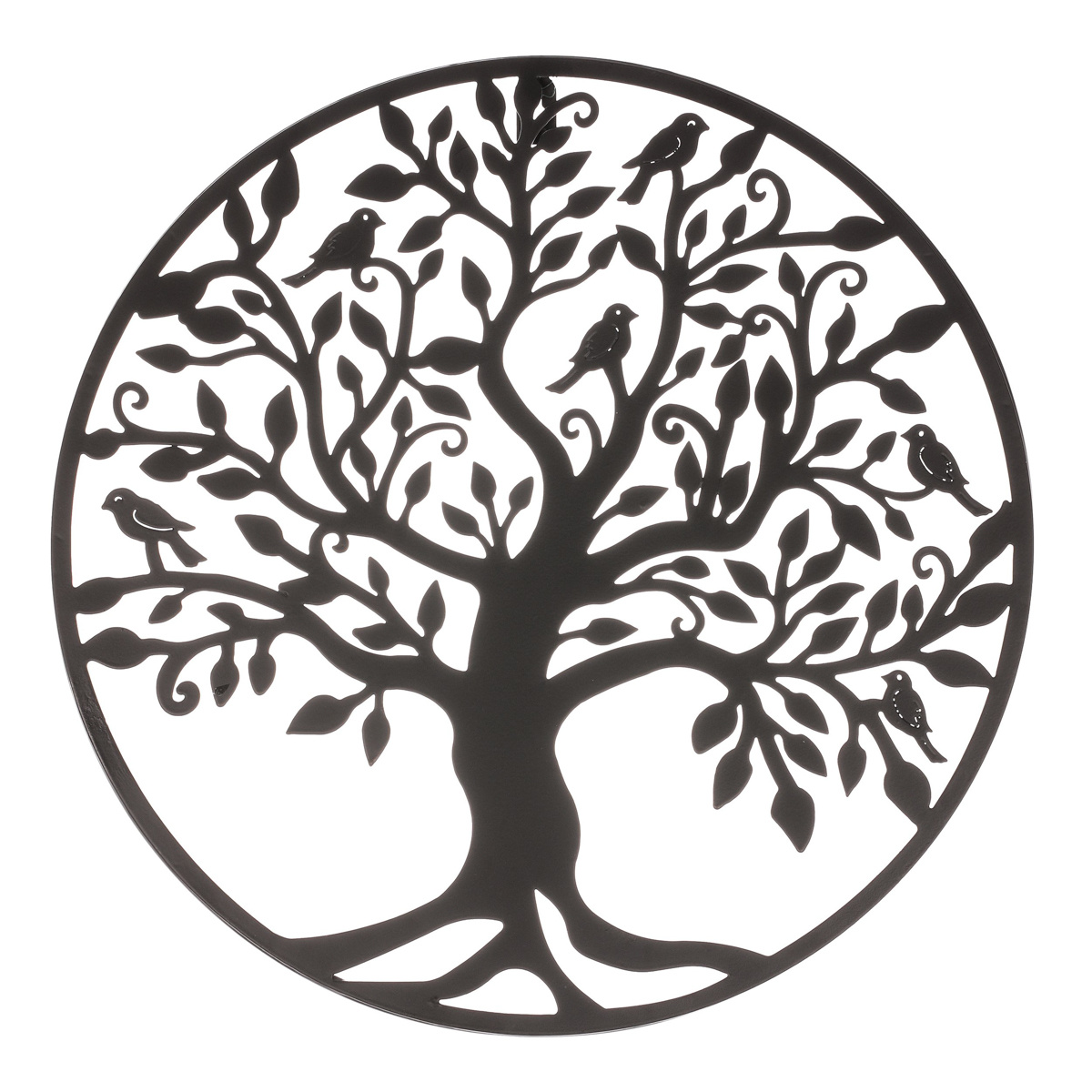 Fém fali dekoráció Életfa fekete, átmérő 39 cm
