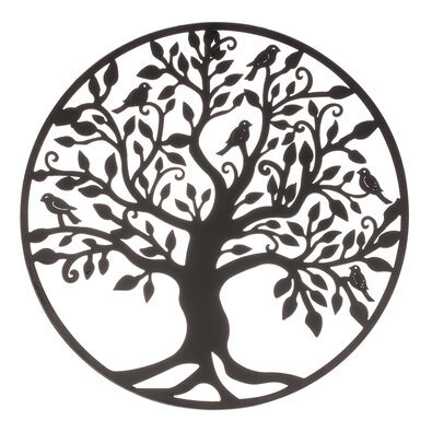 Metallic wall decoration Tree of Life, black,diameter 39 cm
