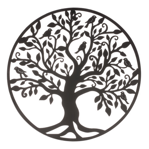 Metallic wall decoration Tree of Life, black,diameter 39 cm