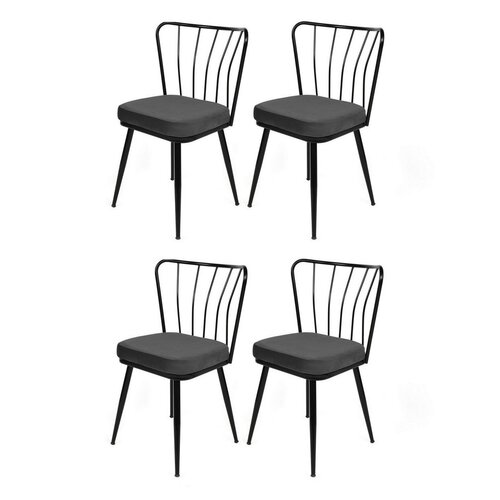 Zestaw krzeseł do jadalni Yildiz Anthracite and Black, 4 szt.