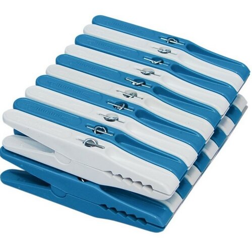 Crocodile plastic clothes pegs, 20 pcs, blue andwhite
