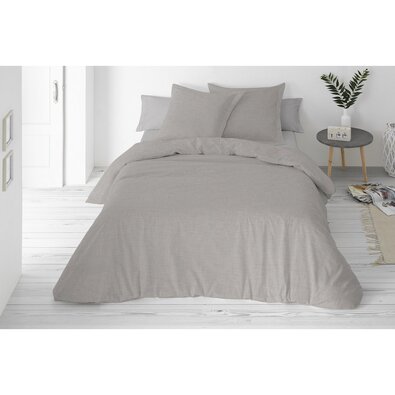 Pościel z mieszanki bawełny i lnu, szary, 160 x 200 cm, 2 szt. 70 x 80 cm