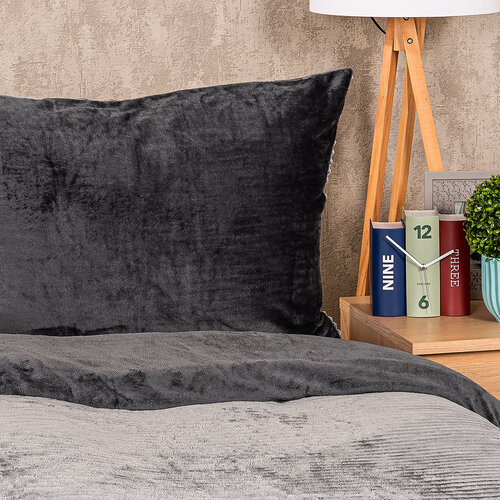 Lenjerie de pat din micro-flanelă 4Home Stripe, gri, 140 x 200 cm, 70 x 90 cm