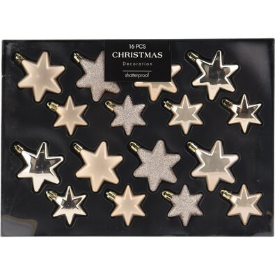 Set de decorațiuni de Crăciun Star auriu, 16buc