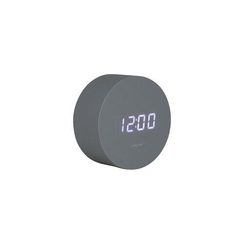 Karlsson 5981GY dizajnové LED hodiny s budíkom sivá, pr. 9 cm