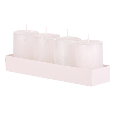 Adventi gyertya készlet fehér, 4 db, paraffin, 8 cm