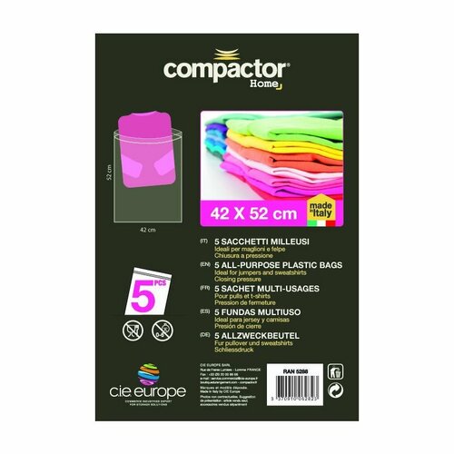 Compactor 5-delni set vrečk z zadrgo za oblačila,42 x 52 cm