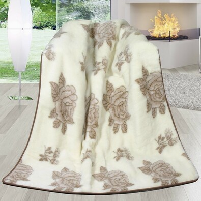 Volnena odeja Avstralska merino DUO Růže, 155 x200 cm